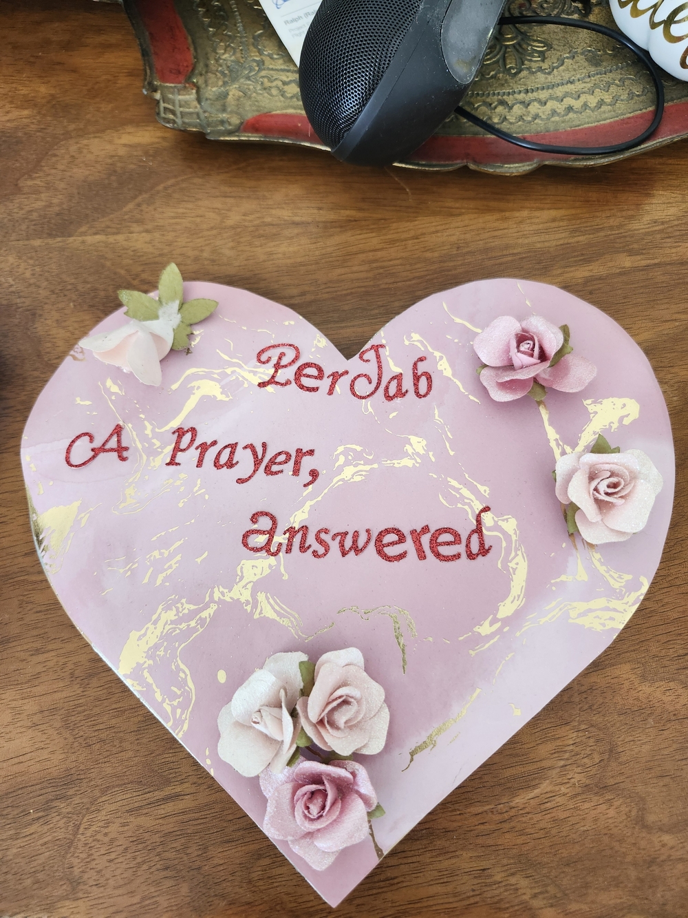 Personalized Pink Heart Mixed Media Wall Art – 'A Prayer, answered'